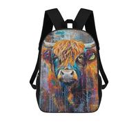 sinyumoney Colorful Highland Cow Painting Mochila Escolar De 17 Pulgadas Impresa En 3D Mochilas Infantiles Mochila Genial Impresa En 3D Para Niños De Primaria Y Secundaria