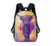 sinyumoney Colorful Highland Cow Painting Mochila Escolar Impresa En 3D 17inch Mochilas De Moda Para Niños, Mochilas Escolares Para Niños De Primaria Y Secundaria