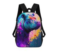 sinyumoney Colorful Hippo Art Print Mochila Escolar Infantil Impresa En 3D Para Niños, Mochila De Viaje De Alta Capacidad, Mochilas Para Libros De 17 Pulgadas Para Niños