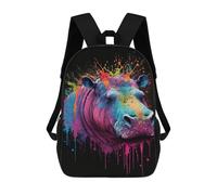 sinyumoney Colorful Hippo Art Print Mochilas Infantiles Mochila Escolar Impresa En 3D Para Niños Mochilas De Viaje Bolsas Para Libros Para Niños 17inch Mochila Escolar