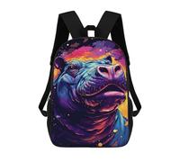 sinyumoney Colorful Hippo Illustration Mochila Escolar Infantil Impresa En 3D 17inch Mochilas De Moda Para Niños De Primaria Y Secundaria