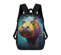 sinyumoney Colorful Hippo Portrait-2 Mochila Para Niños, Adolescentes Y Estudiantes, Mochilas Para Niñas, Mochilas Para Niños Pequeños, Primaria Y Secundaria 17inch