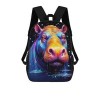 sinyumoney Colorful Hippo Portrait-3 Mochila Escolar De Moda Para Estudiantes, Adecuada Para Niños Y Niñas, Mochila Informal Para Viajes Al Aire Libre, Esencial Para El Día A Día 17inch