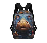 sinyumoney Colorful Hippo with Birds Mochilas Impresas En 3D Para Niños, Mochila Escolar, Mochila De Moda Para Niños De Primaria Y Secundaria 17inch