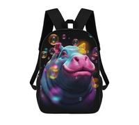 sinyumoney Colorful Hippo with Bubbles-1 Mochila De Peluche Con Dibujos Animados, Mochila 3D Para Niños, Bolsa Escolar, Idea De Regalo De Cumpleaños Para Niños Y Niñas 17inch