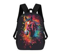 sinyumoney Colorful Horse Art Print-11 Mochilas Impresas En 3D Para Niños 17inch Mochilas De Moda Informales Para El Día A Día, Bolsas De Viaje, Mochilas Informales Para Exteriores Para Niños Y Niñas