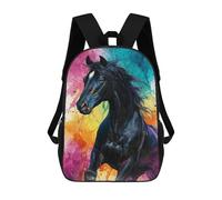 sinyumoney Colorful Horse Art Print-2 Mochila Escolar Infantil De 17 Pulgadas, Impresa En 3D, Estilo Casual, Para Niños, Ideal Para Viajes, Como Mochila Escolar O Para Llevar Libros.