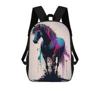 sinyumoney Colorful Horse Art Print-5 Mochilas Infantiles Impresas En 3D De 17 Pulgadas. Mochila Escolar Informal Impresa En 3D Para Niños De Primaria Y Secundaria.