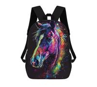 sinyumoney Colorful Horse Art Print-7 Mochila Escolar Infantil De 17 Pulgadas, Mochila Escolar Impresa En 3D Para Niños De Primaria Y Secundaria