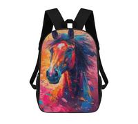 sinyumoney Colorful Horse Painting Art-2 17inch Mochila Escolar Impresa En 3D Para Niños, Mochila Escolar Informal De Moda, Mochilas De Viaje Para Niños Y Estudiantes.