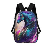 sinyumoney Colorful Horse Painting Art Mochila Escolar Infantil De 17 Pulgadas Con Estampado 3D De Películas De Anime Para Niños, Mochila De Viaje, Mochila Escolar Infantil