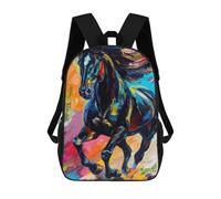 sinyumoney Colorful Horse Painting Art Mochila Escolar Infantil De 17 Pulgadas, Mochila Escolar Impresa En 3D Para Niños De Primaria Y Secundaria