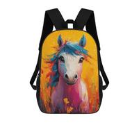 sinyumoney Colorful Horse Painting Mochila Infantil Escolar Para Niños Con Estampado 3D De Dibujos Animados, Mochila Escolar Para Estudiantes, Mochila Para Portátil Para Niños Y Niñas 17inch