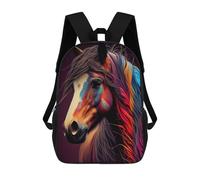 sinyumoney Colorful Horse Portrait-1 Mochila Escolar Para Niñas Y Niños, Mochilas De Gran Capacidad, Mochilas Ligeras Para Niños Y Estudiantes 17inch
