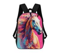 sinyumoney Colorful Horse Portrait Art Mochila Escolar Infantil Impresa En 3D Para Niños, Mochilas De Viaje, Bolsas Para Libros Para Niños Estudiantes De Primaria 17inch
