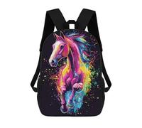 sinyumoney Colorful Horse Splash Art Mochila Escolar Infantil Impresa En 3D Para Niños, Mochila De Viaje De Alta Capacidad, Bolsas Para Libros, Mochila Escolar Infantil 17inch