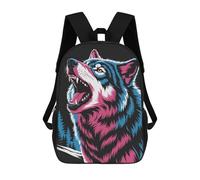 sinyumoney Colorful Howling Wolf Illustration Mochilas Escolares Mochilas De Día Mochila De Negocios Mochila Impermeable Para Libros Para La Escuela/trabajo/viajes 17inch