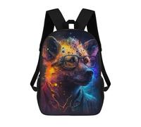 sinyumoney Colorful Hyena with Glasses Art Print Mochila Escolar Para La Escuela Secundaria, Preparatoria, Universidad, Viajes Para Niñas, Niños Y Adolescentes 17inch