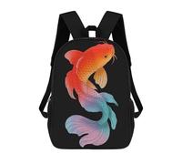 sinyumoney Colorful Koi Fish Illustration on Black Mochilas Para Niños Mochila Escolar Mochila Escolar Impresa En 3D Para Niños Estudiantes De Primaria Y Secundaria 17inch
