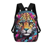 sinyumoney Colorful Leopard Art Print-7 Mochilas Infantiles Mochila Escolar Impresa En 3D Para Niños Mochilas De Viaje Bolsas Para Libros Para Niños 17inch Mochila Escolar