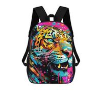 sinyumoney Colorful Leopard Art Print-8 Mochila Infantil De 17 Pulgadas, Mochila Escolar Con Estampado 3D De Dibujos Animados Para Niños Y Adolescentes.