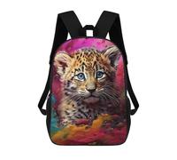 sinyumoney Colorful Leopard Cub Art Print -1 Mochila Escolar De Moda, Mochila Para Material Escolar, Mochila Impermeable Informal Para Hombres/mujeres 17inch
