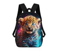 sinyumoney Colorful Leopard Cub Art Print -3 Mochila Escolar De 17 Pulgadas Para Adolescentes, Con Estampado 3D, Ajustable Y Con Bolsillos, Ideal Para Niños, Niñas Y Estudiantes.