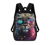 sinyumoney Colorful Leopard Glasses Art Print Mochilas Infantiles Impresas En 3D De 17 Pulgadas. Mochila Escolar Informal Impresa En 3D Para Niños De Primaria Y Secundaria.