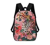 sinyumoney Colorful Leopard with Flowers Mochila Mochila Informal Para El Día A Día, Para La Escuela, El Trabajo Y Los Viajes Para Hombres, Mujeres Y Adolescentes 17inch