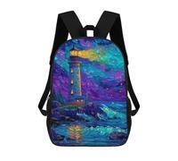 sinyumoney Colorful Lighthouse Night Scene Mochila Escolar Para La Escuela Secundaria, Preparatoria, Universidad Y Viajes Para Niños/niñas/adolescentes 17inch