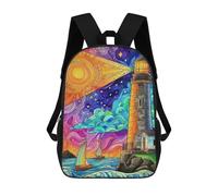 sinyumoney Colorful Lighthouse Serenity Mochila Escolar Infantil De 17 Pulgadas Con Estampado 3D, Mochila Moderna Para Niños, Mochilas De Viaje, Bolsas Para Libros, Mochila Escolar Infantil