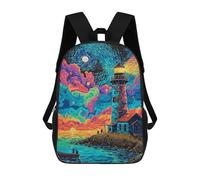 sinyumoney Colorful Lighthouse Sunset Painting 17inch Mochila Escolar Impresa En 3D Para Niños, Mochila Escolar Informal De Moda, Mochilas De Viaje Para Niños Y Estudiantes.