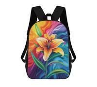 sinyumoney Colorful Lily Art Print-2 Mochila Escolar Ligera Mochila Escolar De Día Mochila Para Libros Para La Universidad Para Acampar Aventuras Al Aire Libre Y Viajes Diarios 17inch