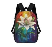 sinyumoney Colorful Lily Flower Art-3 Mochila Escolar Para Secundaria, Mochila Informal Para Niñas Y Adolescentes 17inch