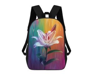 sinyumoney Colorful Lily Flower Art Print-3 Mochila Escolar, Mochila De Negocios, Mochila Impermeable Para Libros, Para Acampar, Aventuras Al Aire Libre Y Viajes Diarios 17inch