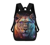 sinyumoney Colorful Lion Glasses Art Print -6 Mochila Escolar Infantil De 17 Pulgadas Con Estampado 3D De Películas De Anime Para Niños, Mochila De Viaje, Mochila Escolar Infantil