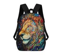 sinyumoney Colorful Lion Portrait -2 Mochila, Mochila Escolar Impresa En 3D, Bolsa Para El Almuerzo Escolar, Mochila De Viaje, Mochila Para Amigos, Mochila Escolar Para Niñas Y Niños 17inch
