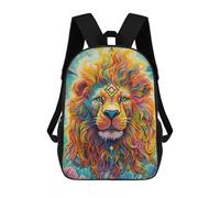 sinyumoney Colorful Lion Portrait -40 Mochila Infantil, Mochila Escolar Para Niños, Mochila Escolar Infantil Con Estampado 3D De Dibujos Animados, Mochila De Gran Capacidad Para Niños Y Niñas 17inch