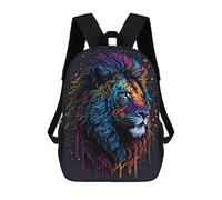 sinyumoney Colorful Lion Portrait Art-24 Mochila Escolar Infantil Con Impresión 3D, Mochila Escolar Informal Para Niños De Primaria Y Secundaria 17inch