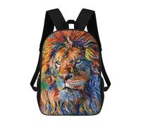 sinyumoney Colorful Lion Portrait Artwork -3 Mochila Escolar De Moda Para Estudiantes, Adecuada Para Niños Y Niñas, Mochila Informal Para Viajes Al Aire Libre, Esencial Para El Día A Día 17inch