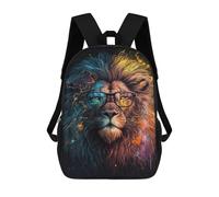 sinyumoney Colorful Lion with Glasses Art Print -1 Mochila Escolar Para Ordenador, Para El Colegio/trabajo/viajes Para Niñas, Niños Y Adolescentes 17inch
