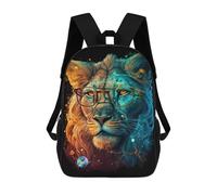 sinyumoney Colorful Lion with Glasses Art Print -3 Mochila Escolar Infantil De 17 Pulgadas, Impresa En 3D, Estilo Casual, Para Niños, Ideal Para Viajes, Como Mochila Escolar O Para Llevar Libros.