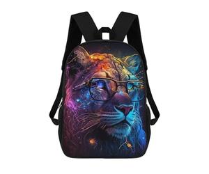 sinyumoney Colorful Lion with Glasses Art Print -4 Mochila Escolar Grande Para Niños, Niñas, Adolescentes, Hombres Y Mujeres 17inch
