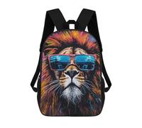 sinyumoney Colorful Lion with Sunglasses Art Print Mochila Escolar Impresa En 3D Para Niños Y Niñas, Mochila Escolar, Mochila De Viaje Para Niños 17inch