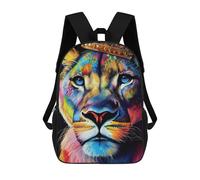 sinyumoney Colorful Lioness Face Mochila Infantil Para Niñas Y Niños, Mochila De Día, Escuela Primaria, Perfecta Para La Vuelta Al Cole O Educación Física, Regalos Y Viajes 17inch