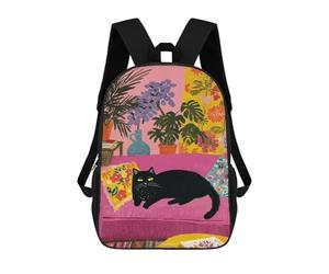 sinyumoney Colorful Living Room with Black Cat Mochila Escolar Para La Escuela Secundaria, Preparatoria, Universidad Y Viajes Para Niños/niñas/adolescentes 17inch
