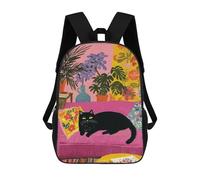 sinyumoney Colorful Living Room with Black Cat Mochila Escolar Para Secundaria Y Preparatoria. Mochila Informal Para Adolescentes, Chicas, Chicos, Mujeres Y Hombres. 17inch
