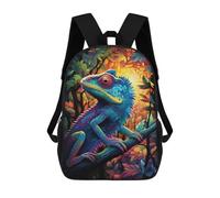 sinyumoney Colorful Lizard in Forest Mochila Escolar Infantil De 17 Pulgadas, Mochila Escolar Impresa En 3D Para Niños De Primaria Y Secundaria