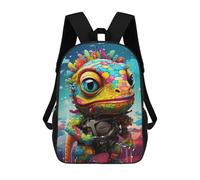 sinyumoney Colorful Lizard with Mechanical Gear Mochila Escolar De 17 Pulgadas Impresa En 3D Mochilas Infantiles Mochila Genial Impresa En 3D Para Niños De Primaria Y Secundaria