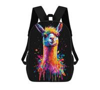 sinyumoney Colorful Llama Portrait Mochila Escolar Mochilas Escolares Para Niñas Y Niños Mochila Con Bolsillo Mochila Escolar De Moda Para Niños 17inch
